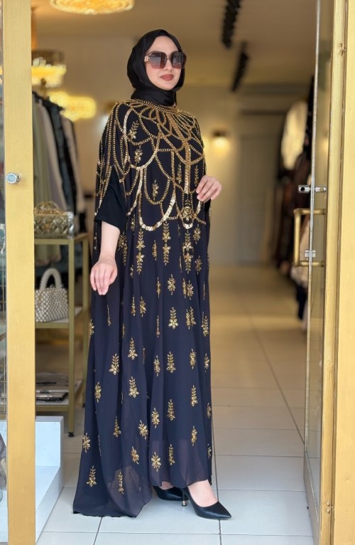 DUBAİ MODEL GOLD ABAYA 