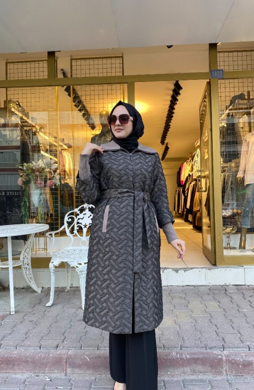 Jakarlı Kabarmalı Kap Bej 25624