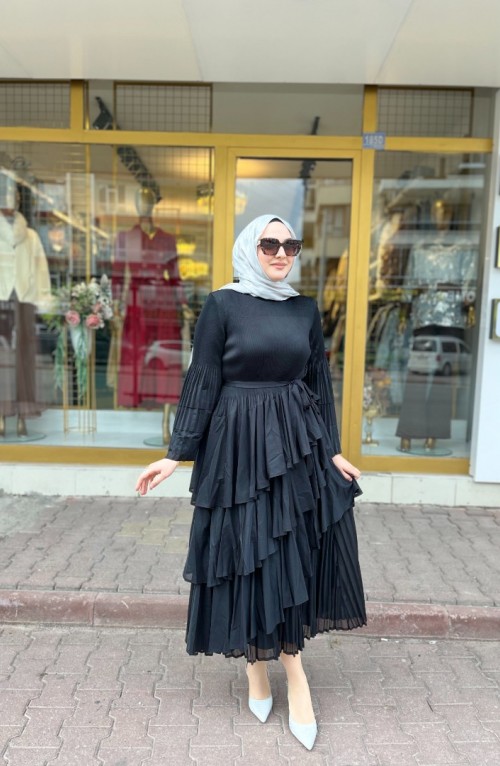 İTHAL KATKAT ELBİSE SİYAH İTHAL KATKAT ELBİSE SİYAH