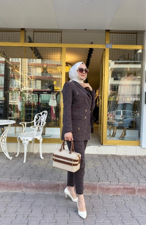   BAĞLAMA DET.İPEK KUPRA TAKIM KAHVE