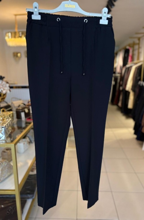 YARIŞ BELİ LASTİKLİ PANTOLON SİYAH